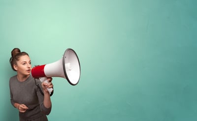 Person speaking in loudspeaker concept-1