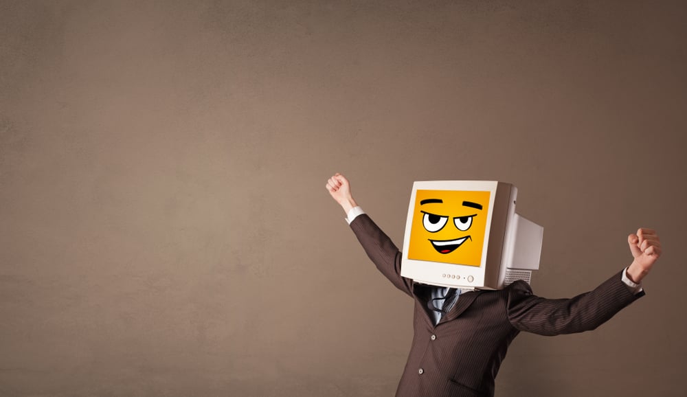 Young person with happy smiley monitor head-1